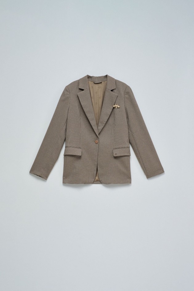 BLAZER CINTADO COM PADRÃO XADREZ