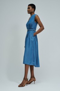 VESTIDO MIDI EM LIGHTDENIM