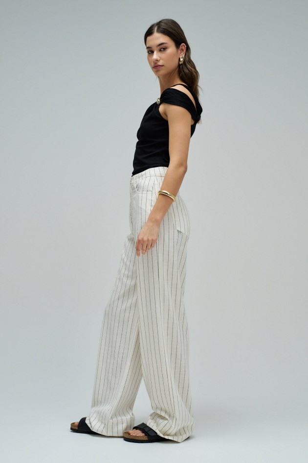 WIDE LEG TROUSERS WITH LINEN