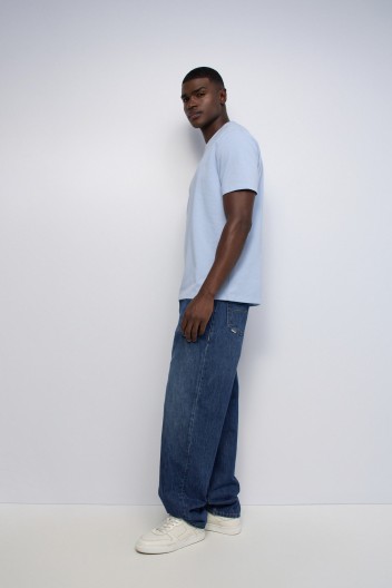 その他 salsation Round Neck T-Shirt Blue Denim Men's T-shirts - SALSA JEANS