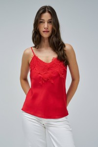TOP ACETINADO COM RENDA