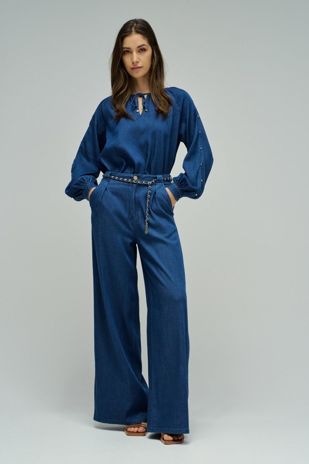 BLUSA EM LIGHTDENIM
