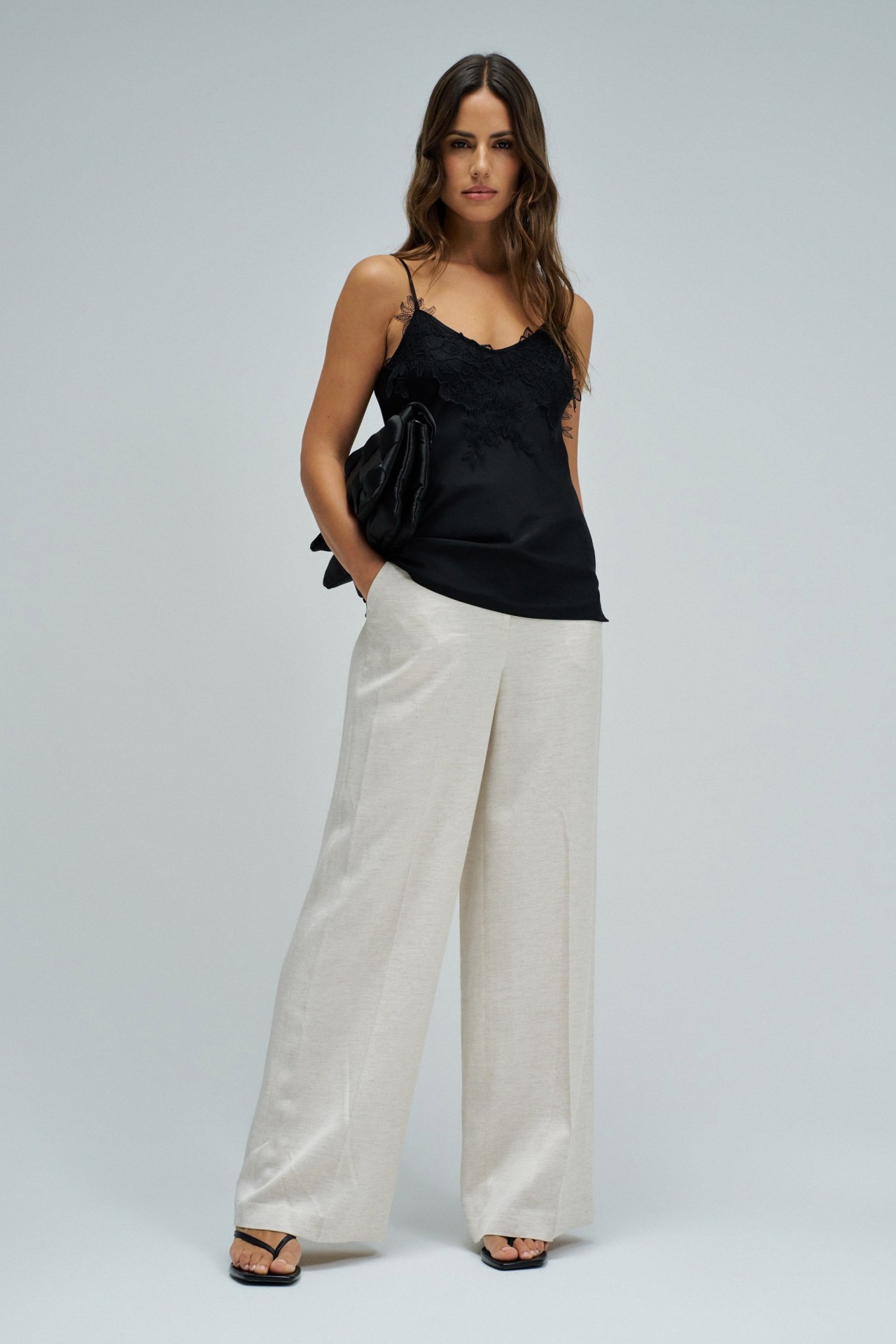 SATIN TOP WITH LACE