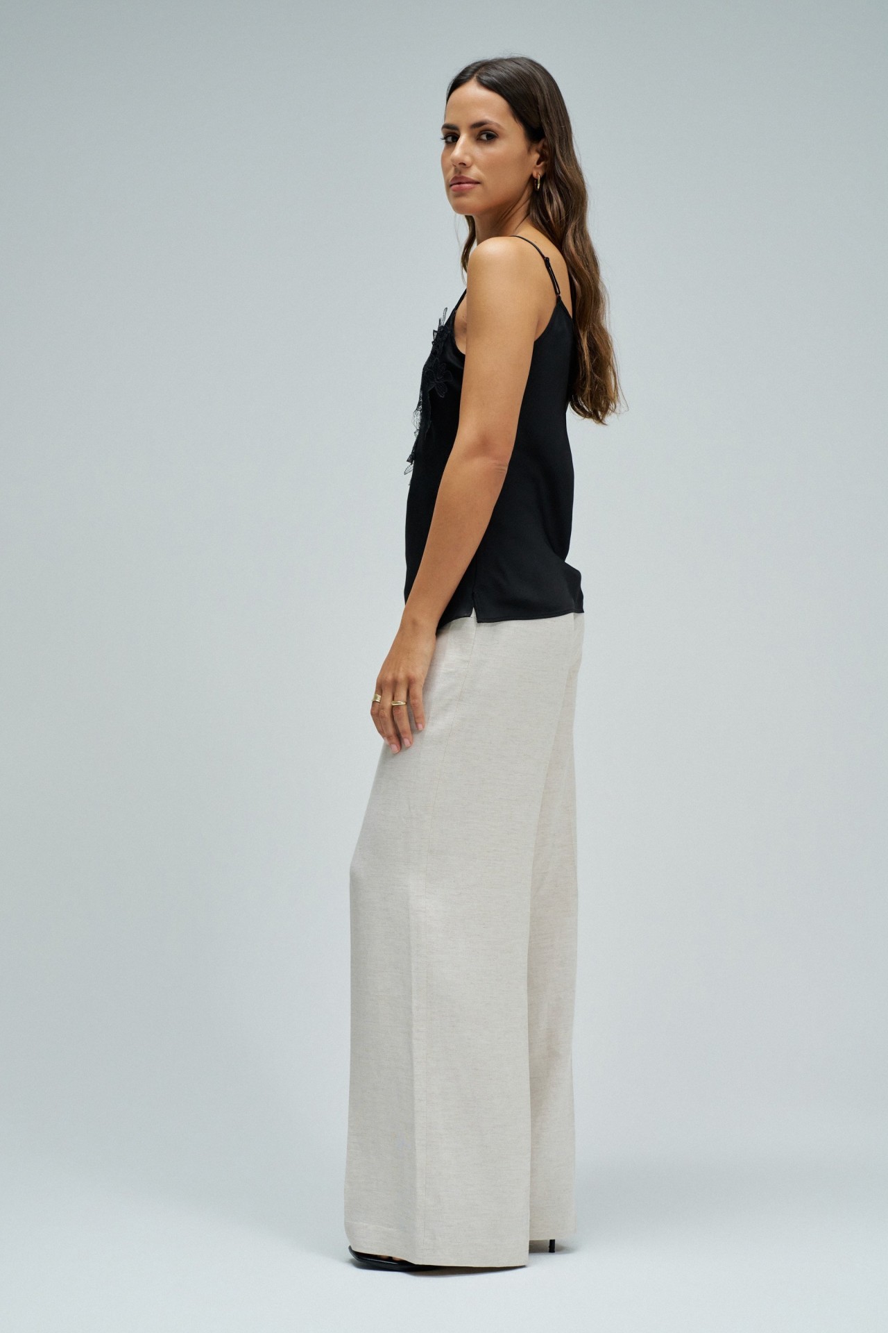 SATIN TOP WITH LACE