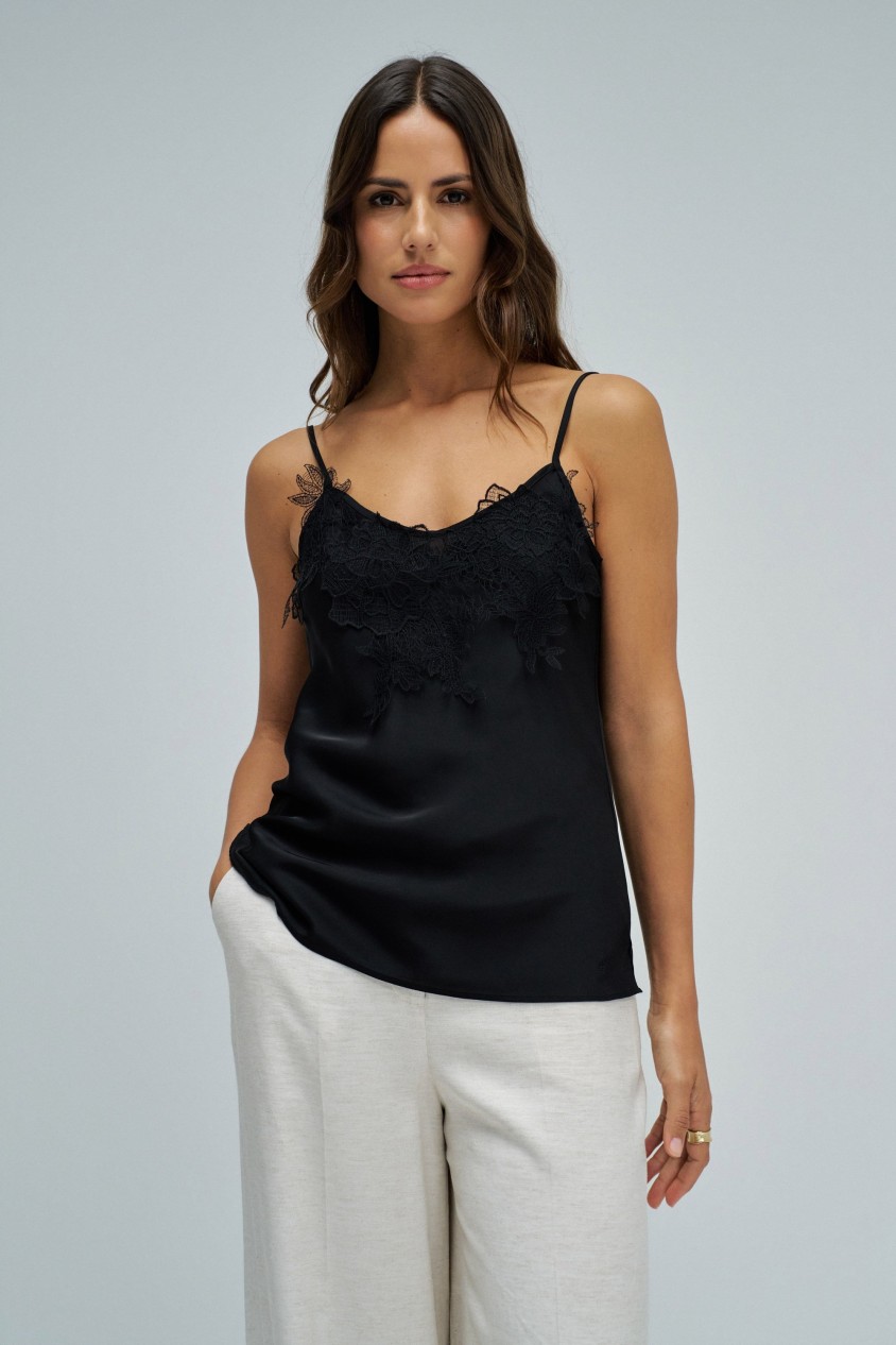 SATIN TOP WITH LACE