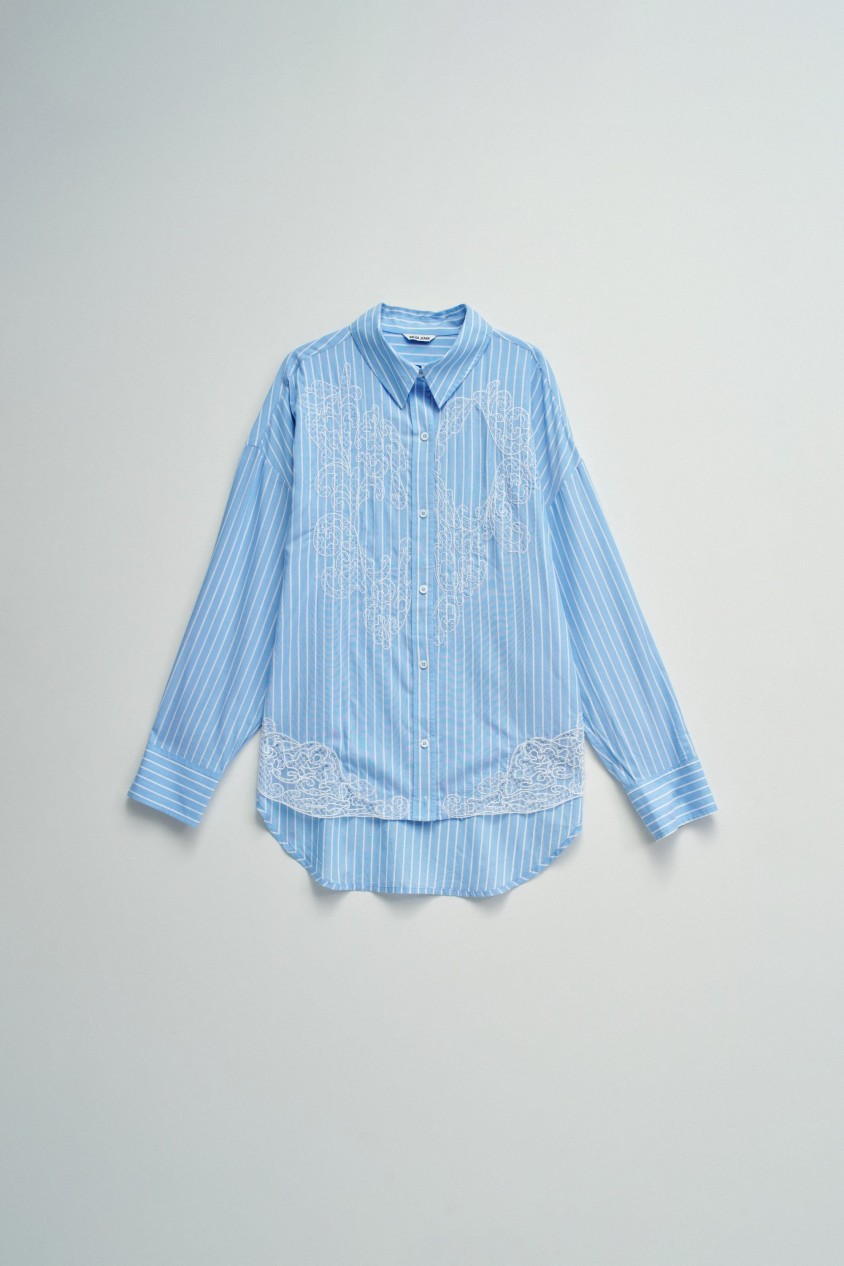 GESTREIFTE BLUSE MIT SPITZE
