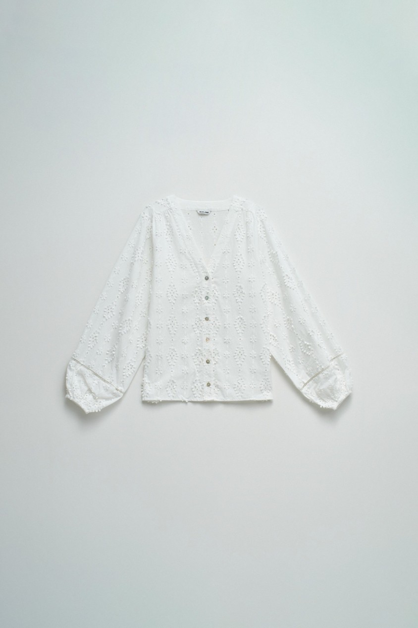 BLUSE MIT STICKEREIEN