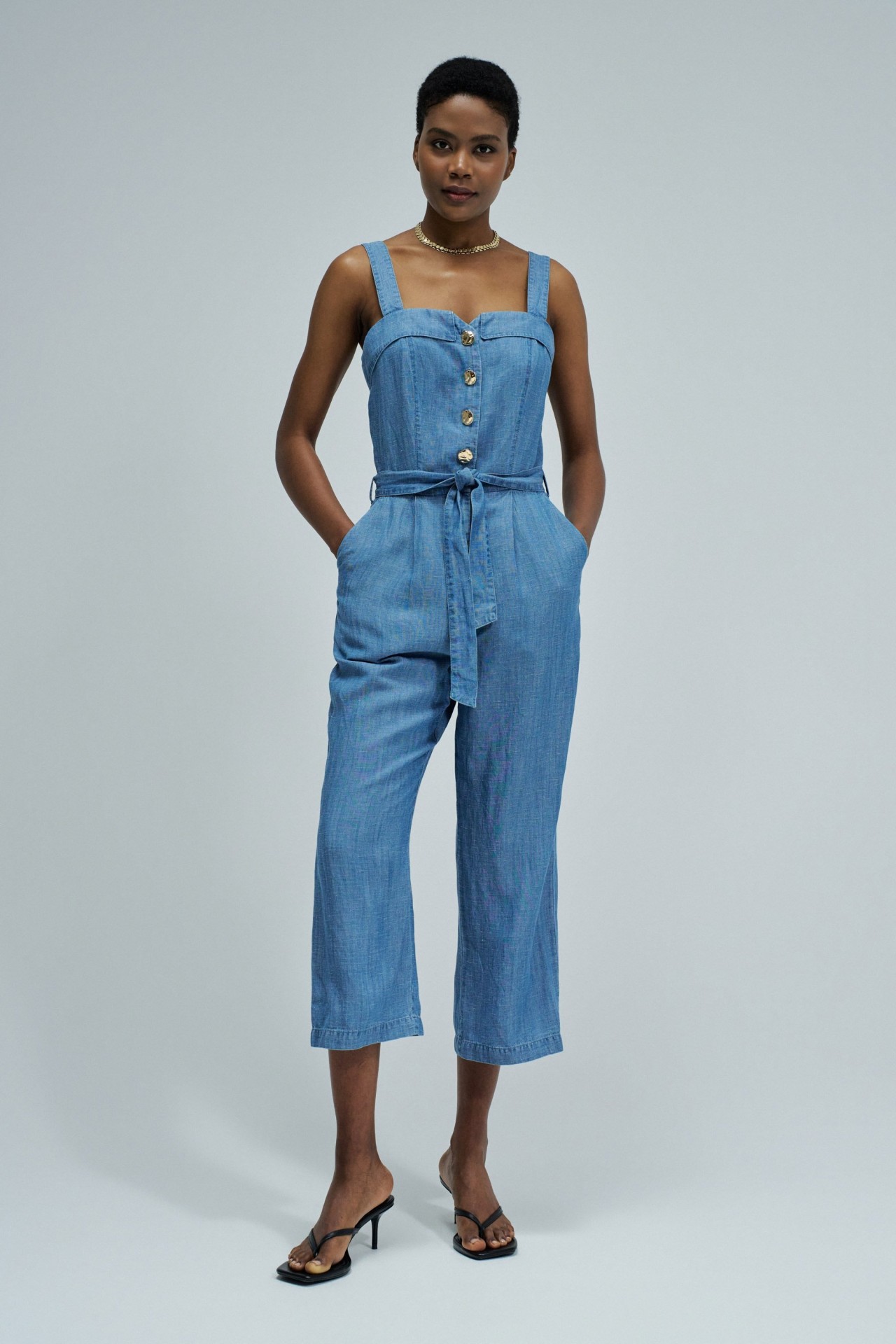 LIGHTDENIM OVERALL MIT LEINEN