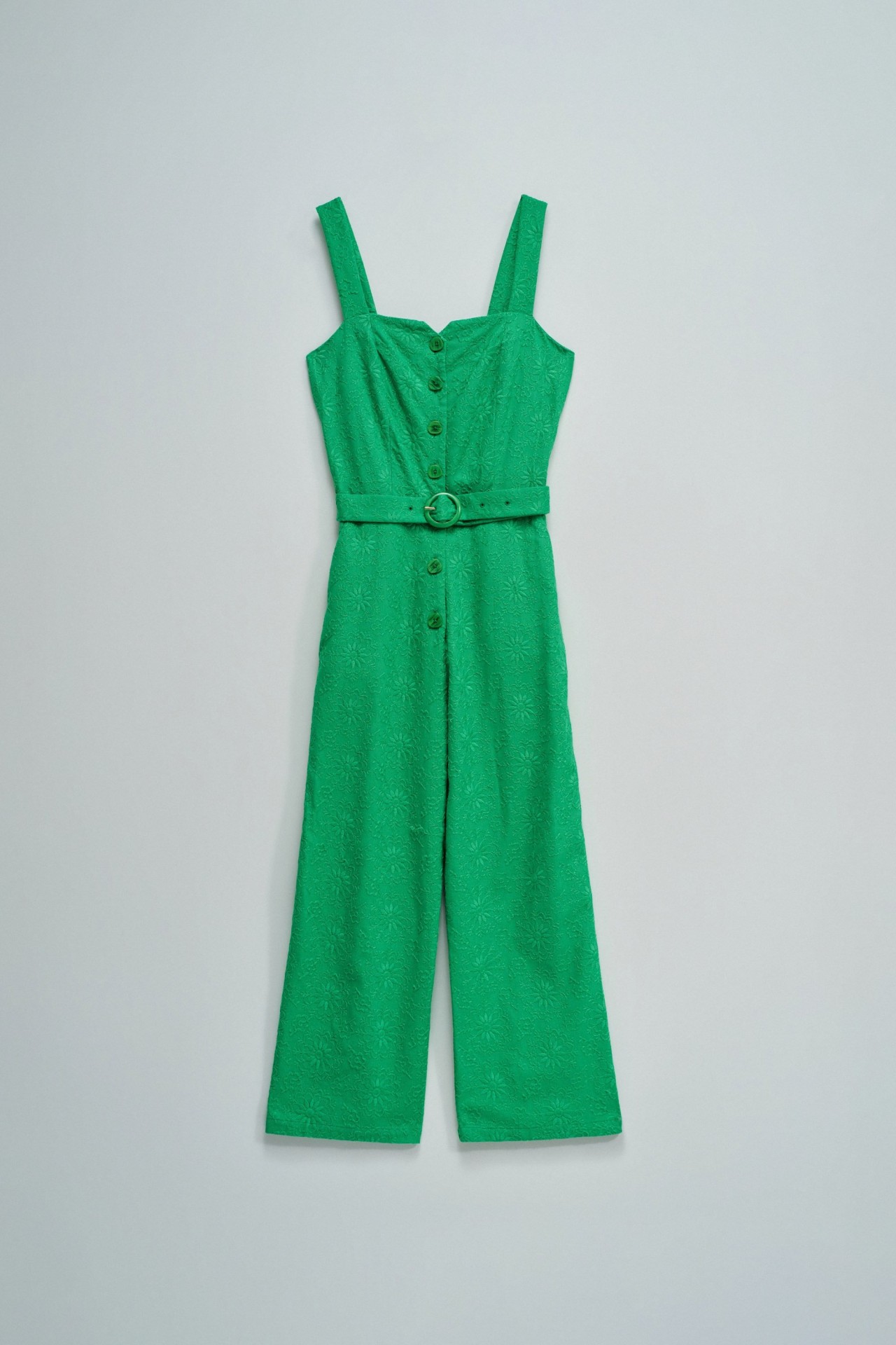 GEBORDUURD JUMPSUIT VAN LINNEN
