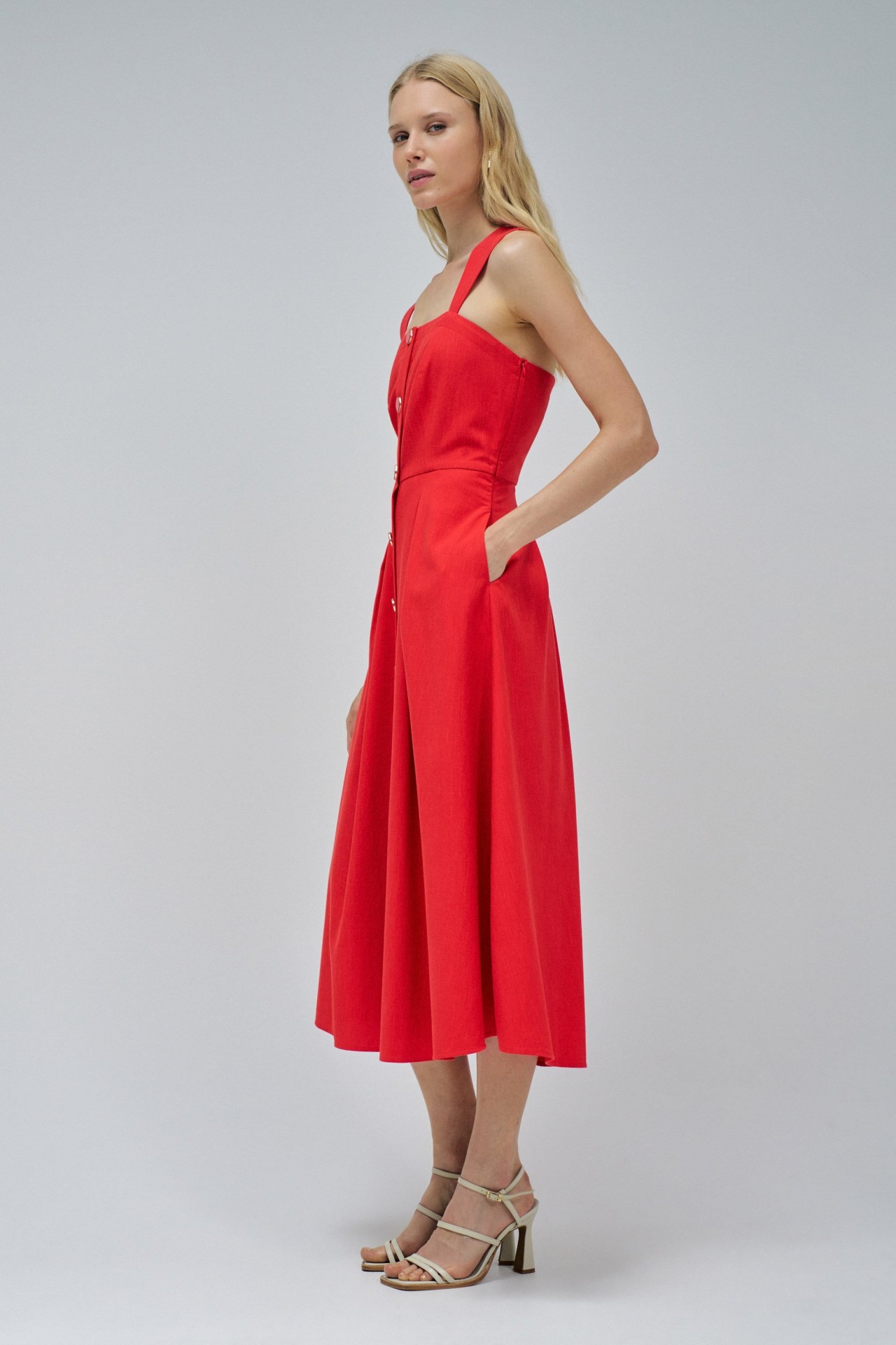MIDI DRESS WITH BUTTONS