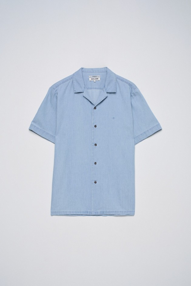 CAMISA DE MANGA CURTA EM DENIM LEVE