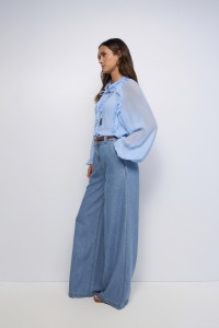 CAL�AS CHINO EM LIGHTDENIM COM PERNA WIDE
