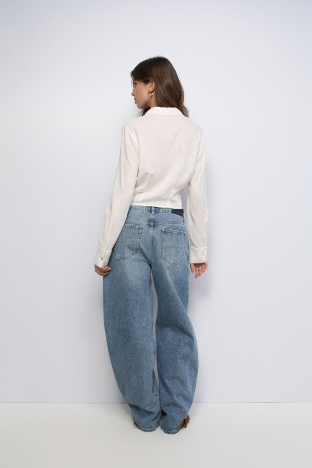 CHEMISE CROPPED AVEC LIN