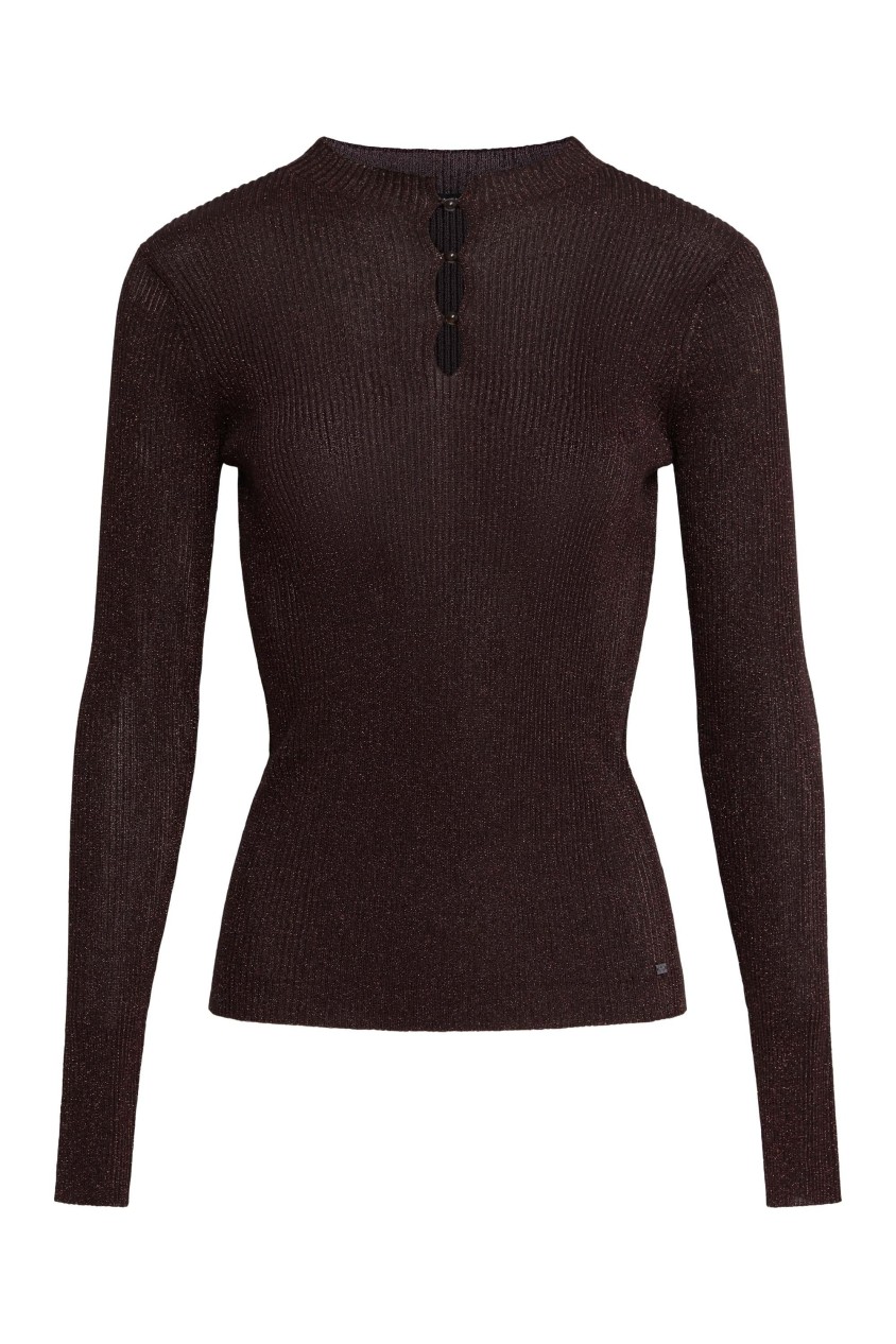OUTLET SLIM JERSEY W LUR, DARK BROWN, L