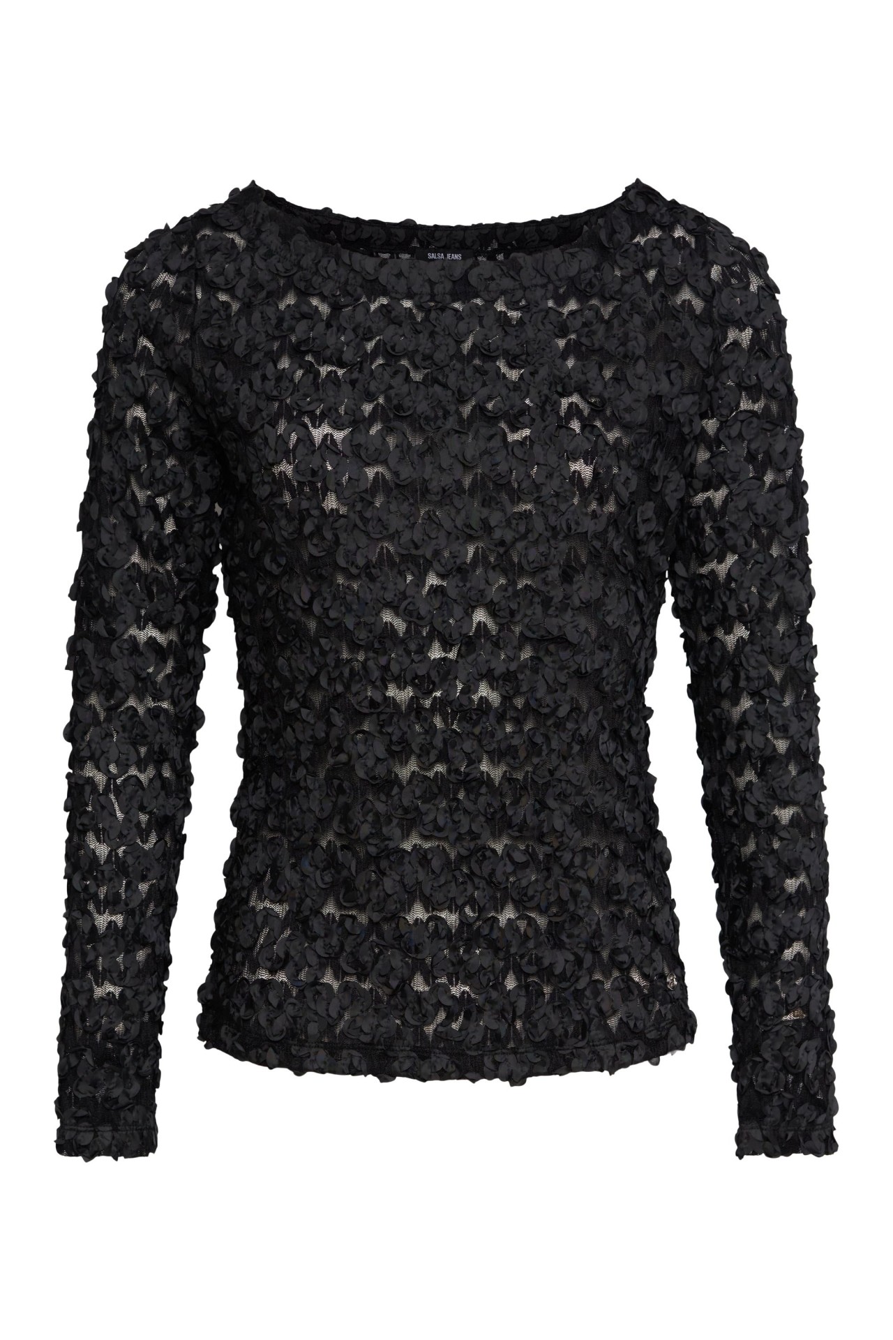 OUTLET FLOWER TEXTURED SLIM J, BLACK, XL