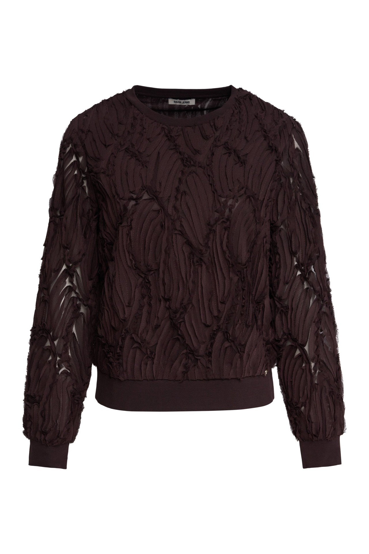 OUTLET TEXTURED SWEATSH, DARK BROWN, XXL