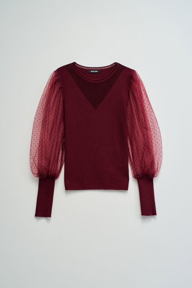 CAMISOLA DE MALHA COM TULE