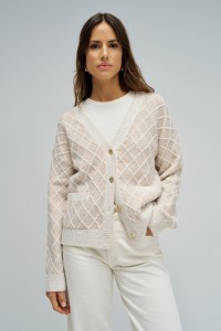 CARDIGAN COM JACQUARD E LUREX
