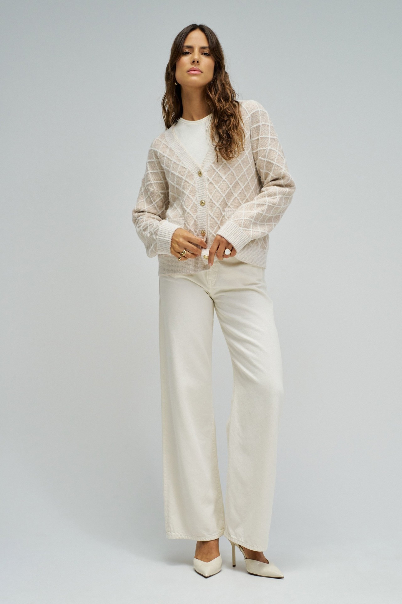 CARDIGAN COM JACQUARD E LUREX
