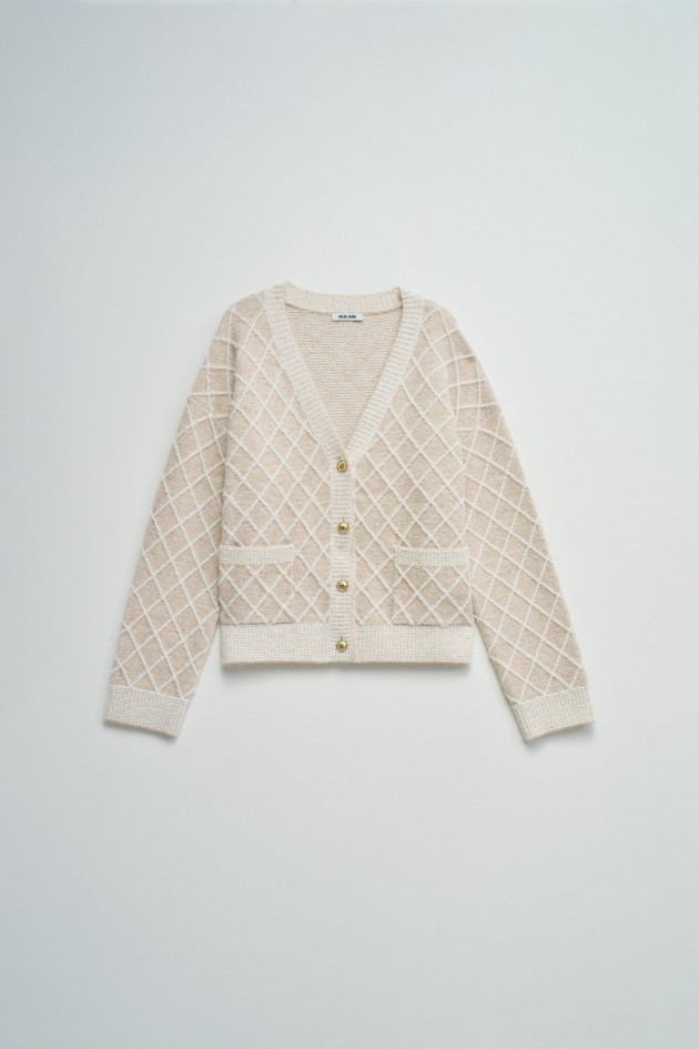 CARDIGAN COM JACQUARD E LUREX
