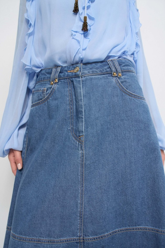 JUPE MIDI EN LIGHTDENIM