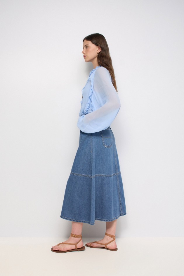 JUPE MIDI EN LIGHTDENIM