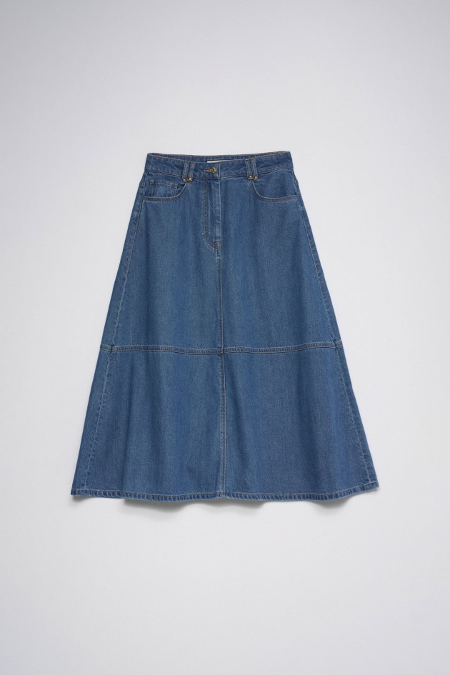 JUPE MIDI EN LIGHTDENIM