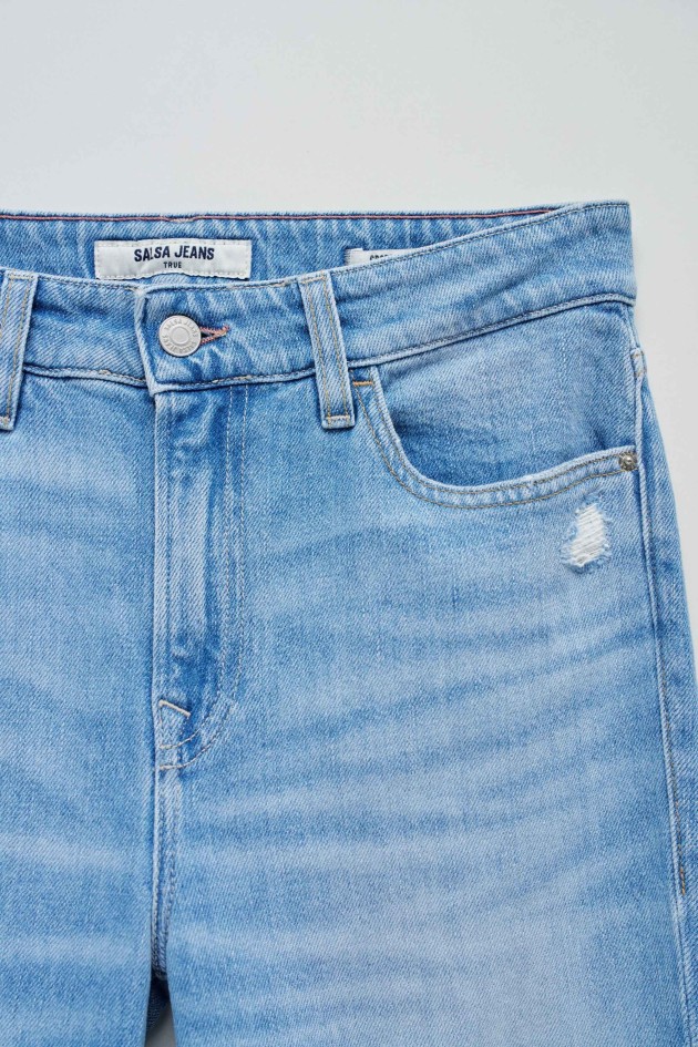 JEANS TRUE CROPPED SLIM MIT RISSEN