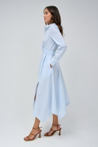 VESTIDO MIDI �S RISCAS ASSIM�TRICO