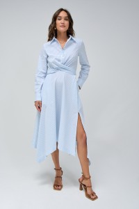 VESTIDO MIDI �S RISCAS ASSIM�TRICO