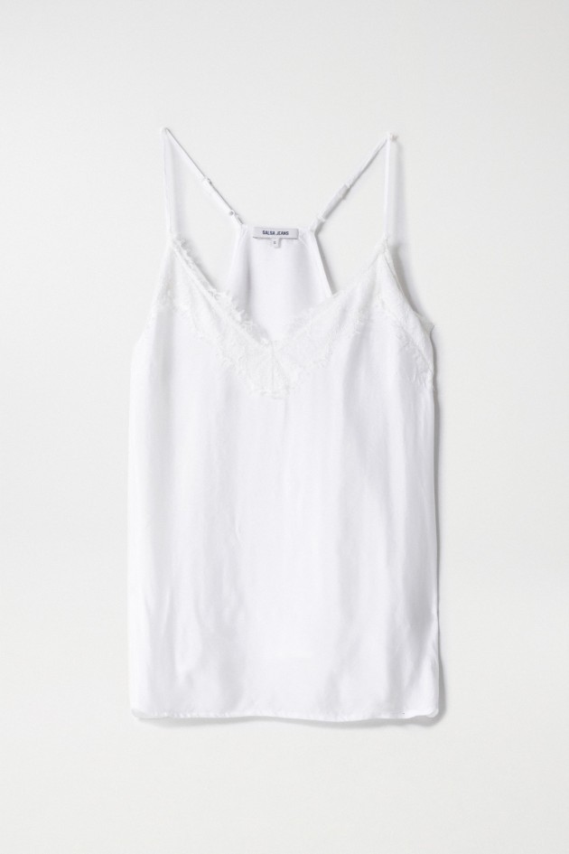 TOP EN SATIN AVEC DÉTAILS EN DENTELLE