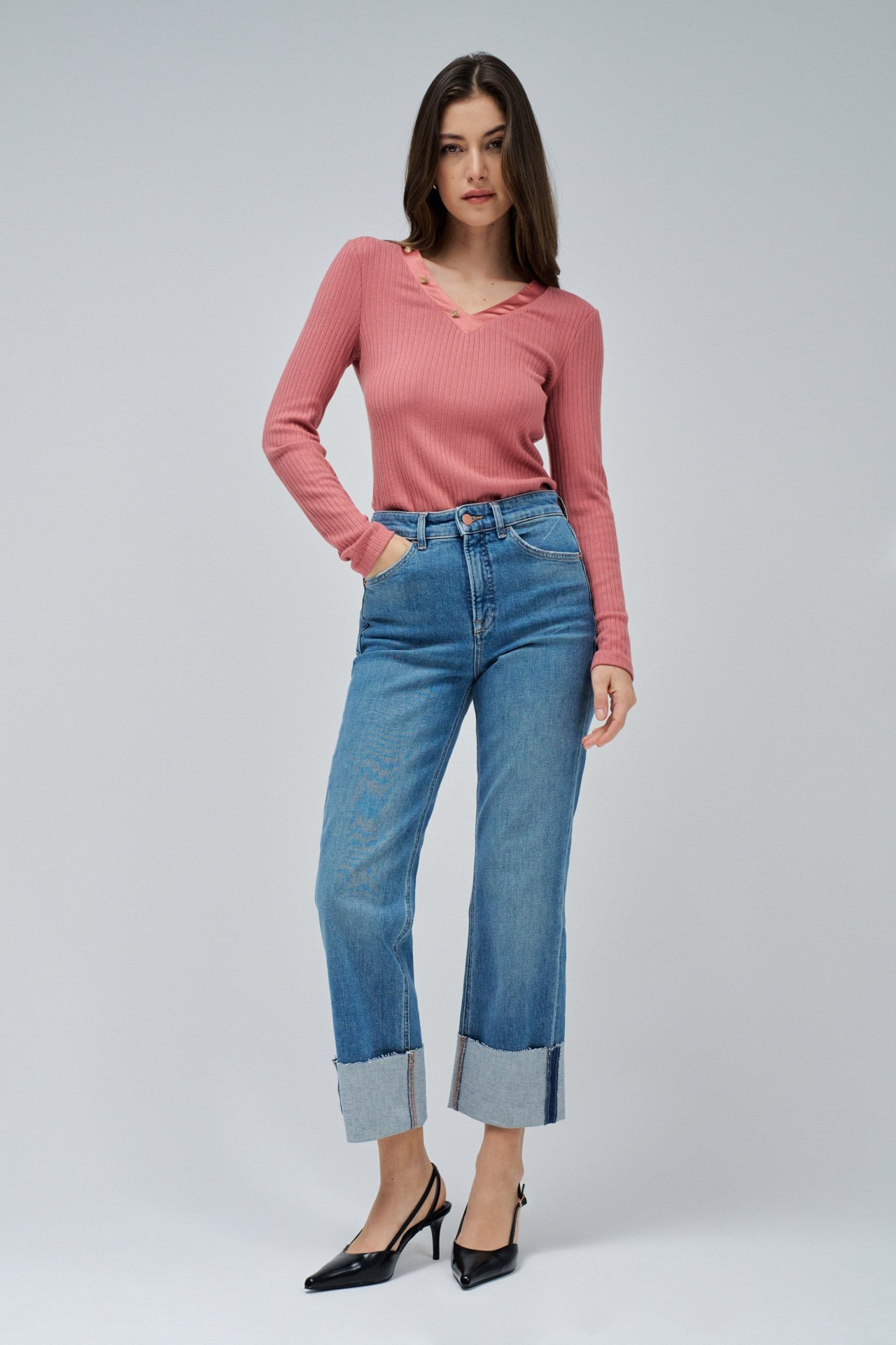 CAMISOLA DE MALHA CANELADA