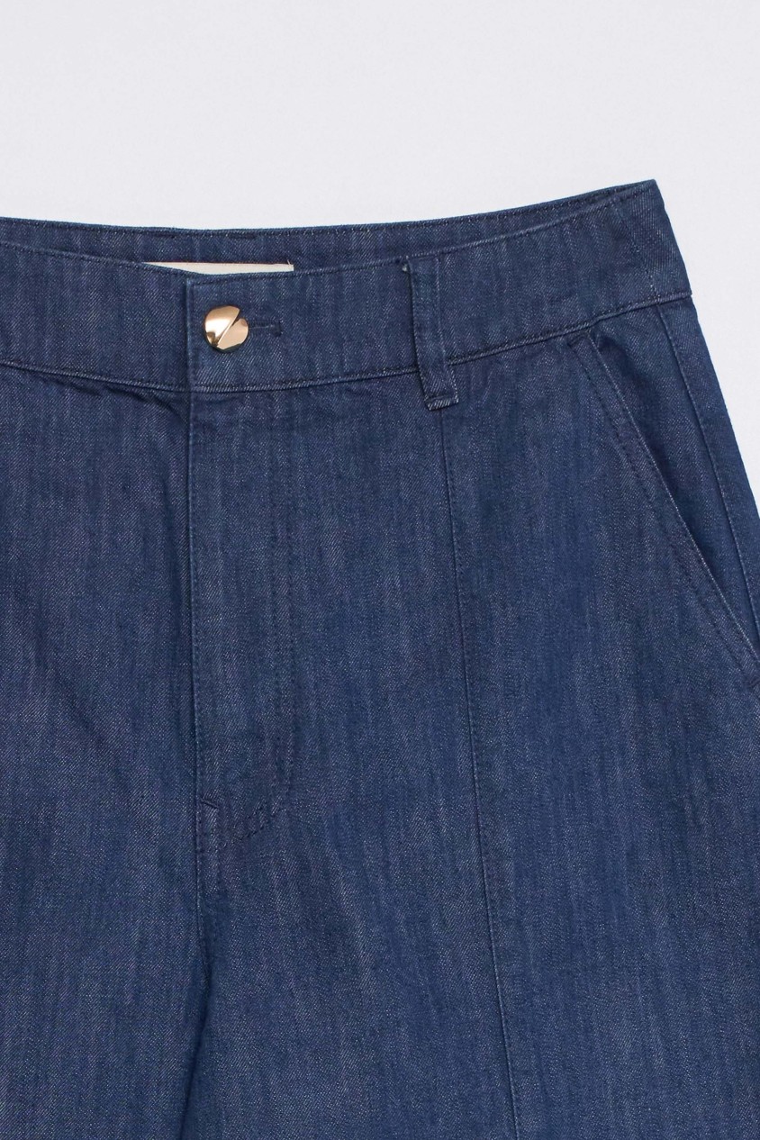 CALÇAS CHINO COM PERNA WIDE EM LIGHTDENIM