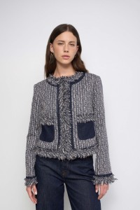 CHAQUETA DE TWEED CON FLECOS