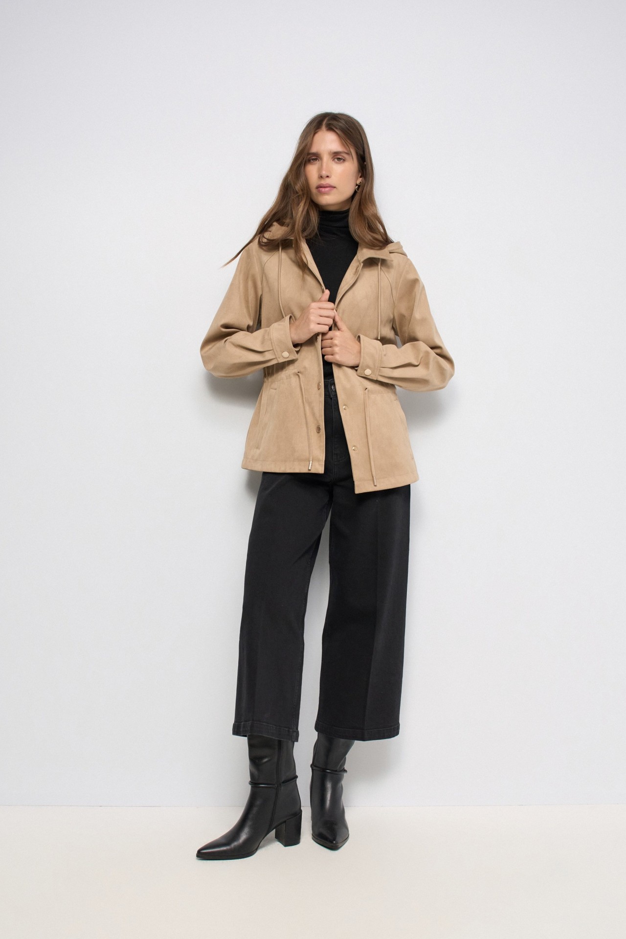 SUEDE-EFFECT PARKA