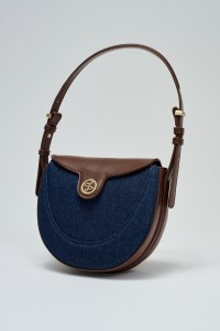 SCHULTERTASCHE AUS DENIM UND KUNSTLEDER