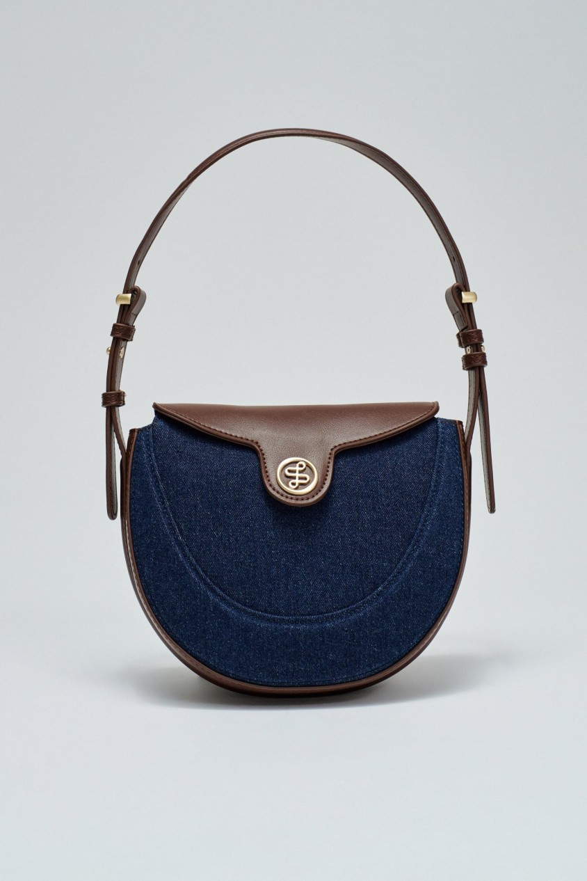 SCHULTERTASCHE AUS DENIM UND KUNSTLEDER