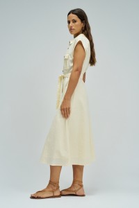VESTIDO MIDI COM LINHO