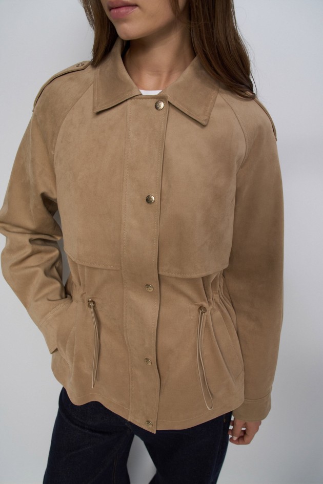 PARKA IN VELOURSLEDEROPTIK