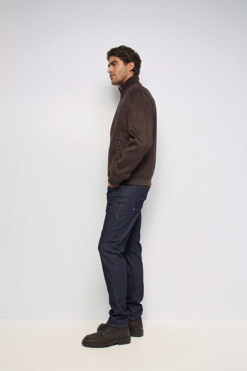 SUEDE-EFFECT BOMBER JACKET