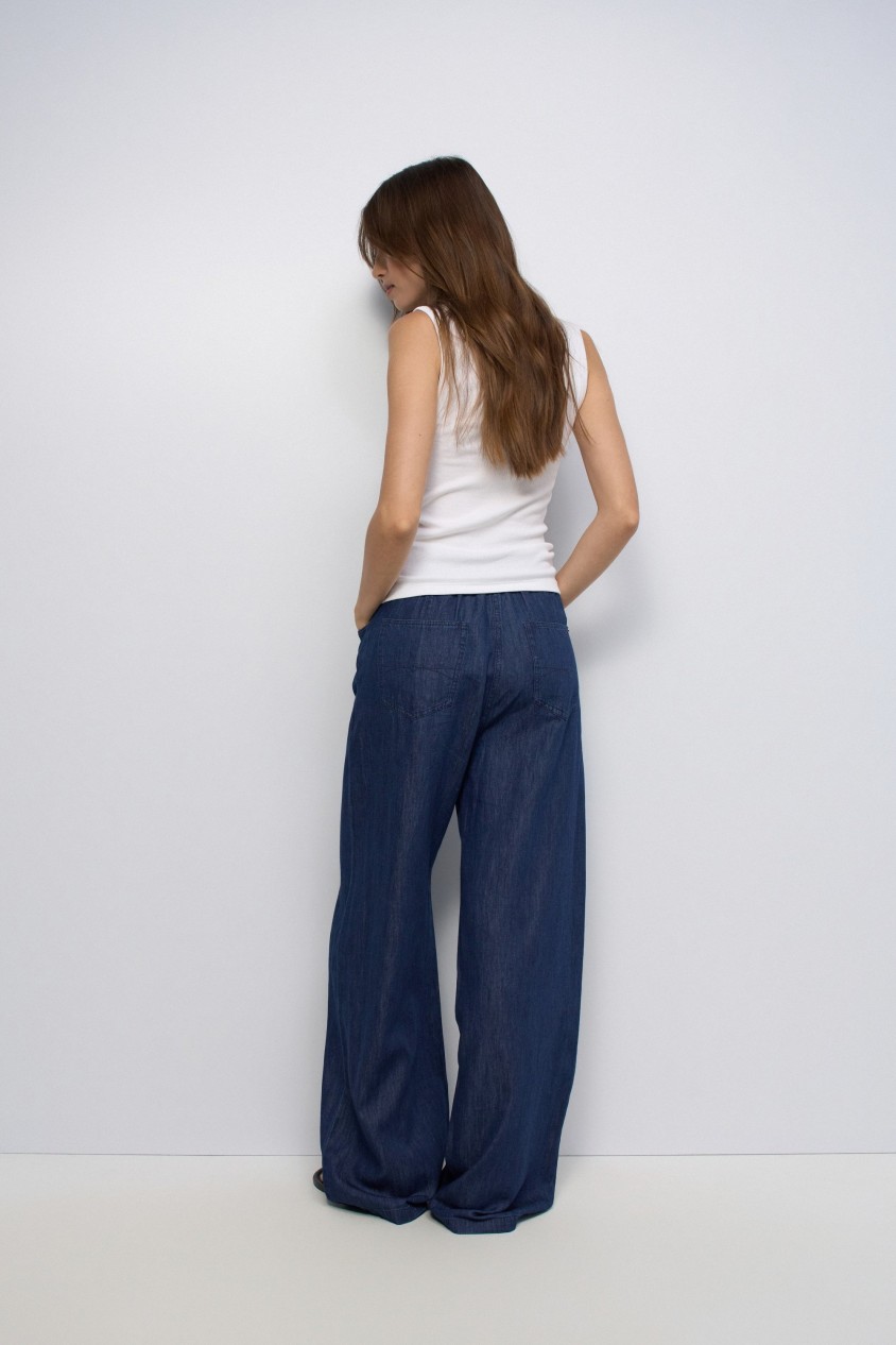 LIGHTDENIM JOGGERBROEK MET WIDE LEG
