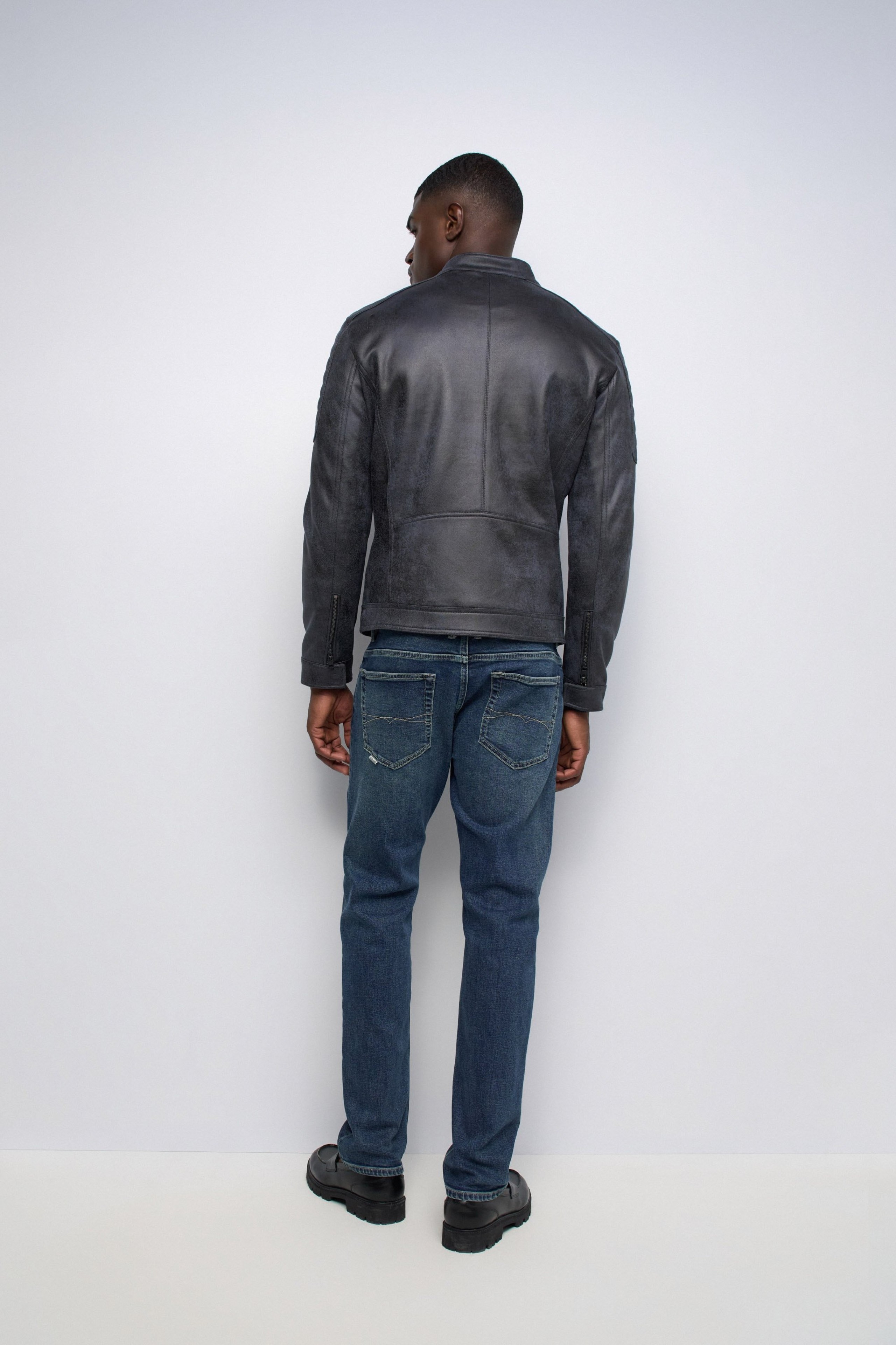 CAZADORA BIKER EFECTO CUERO