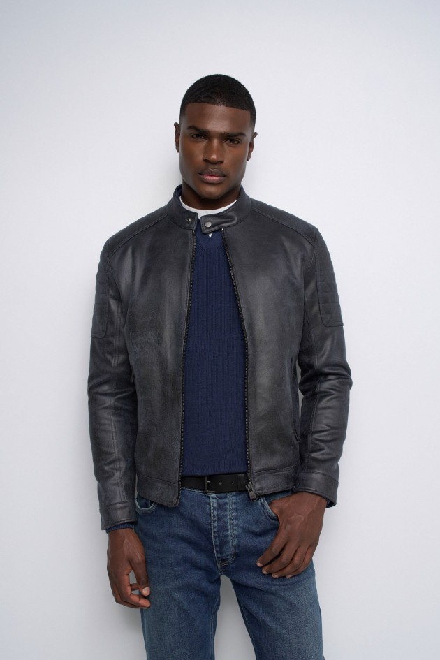 LEATHER-EFFECT BIKER JACKET