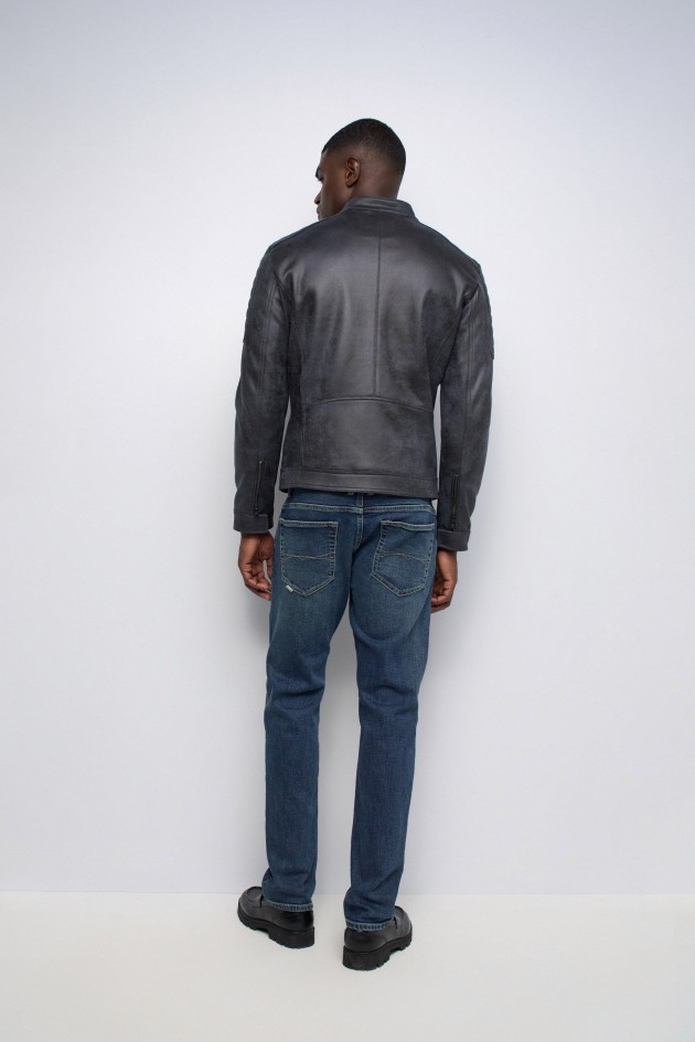 CAZADORA BIKER EFECTO CUERO