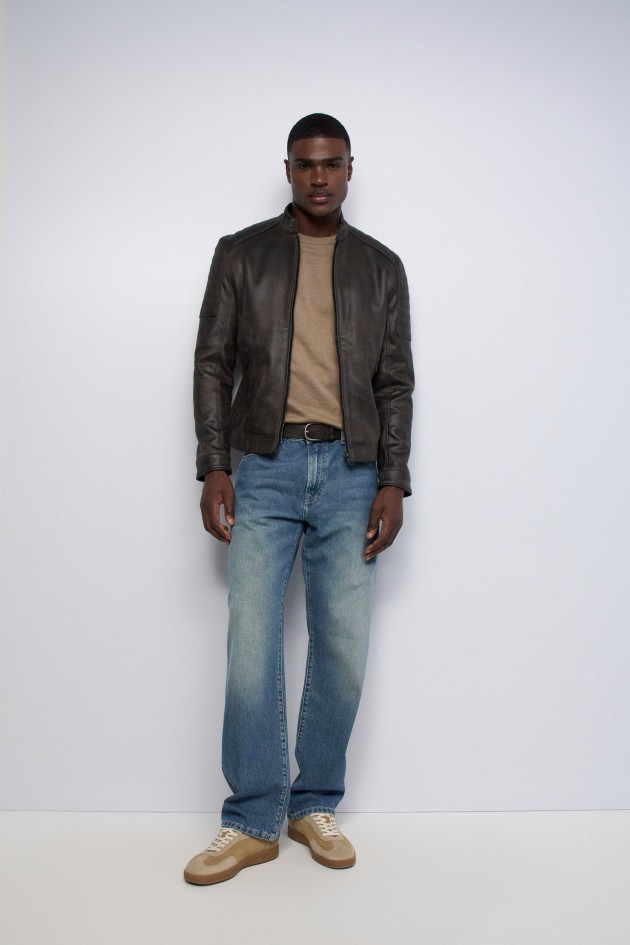 CAZADORA BIKER EFECTO CUERO