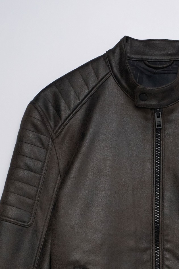 CAZADORA BIKER EFECTO CUERO