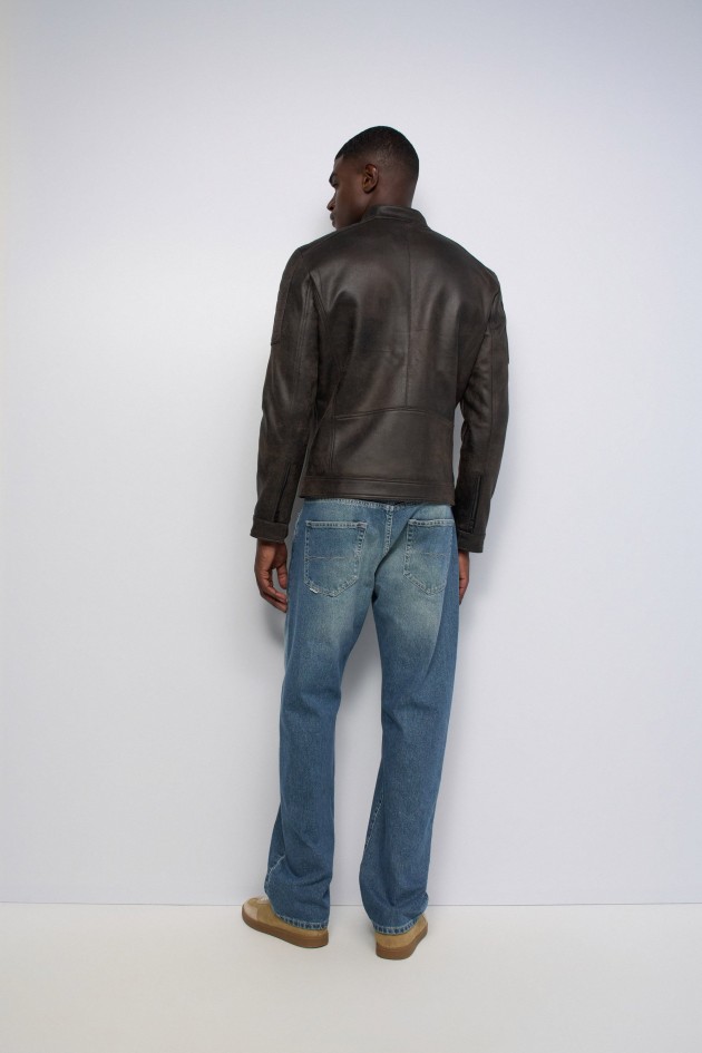CAZADORA BIKER EFECTO CUERO