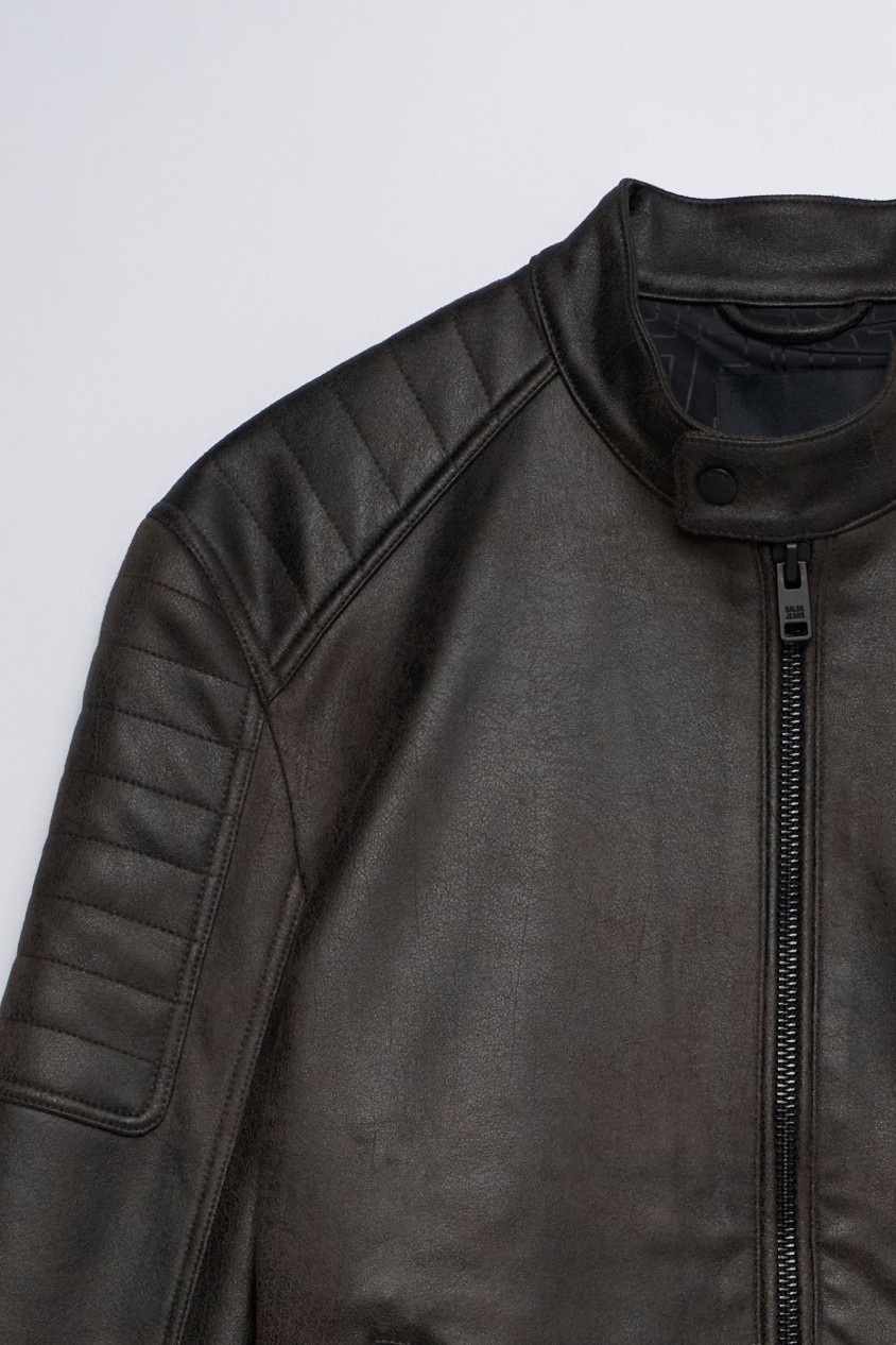 LEATHER-EFFECT BIKER JACKET