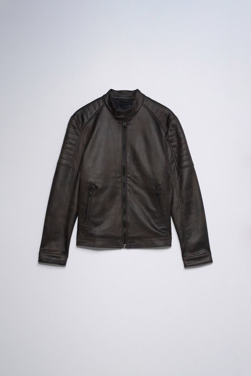 LEATHER-EFFECT BIKER JACKET