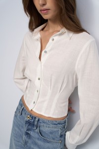 CROPPED SHIRT MET LINNEN